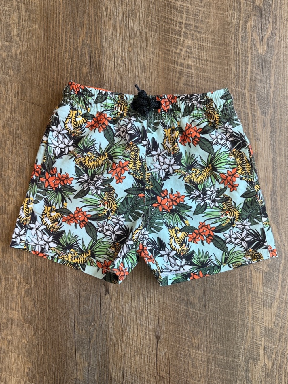 Dopo Dopo Boys Tropical Tiger Print Swim Trunks With Pockets Size 110 4-6 Years